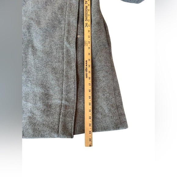 Club Monaco Wool Blend Coat w/ Faux Fur Collar Gray Longline Jacket L - Picture 8 of 13
